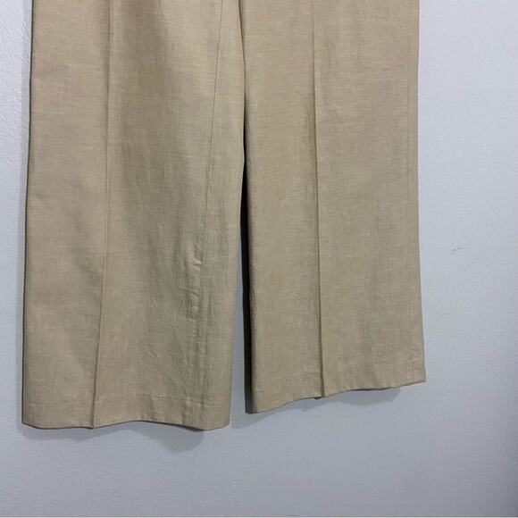 Elevenses Tan High Waist Wide Leg Pants Button Front Tie Details - Picture 7 of 9